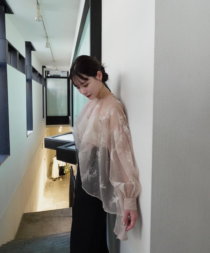 sheer over flare blouse 【acka】