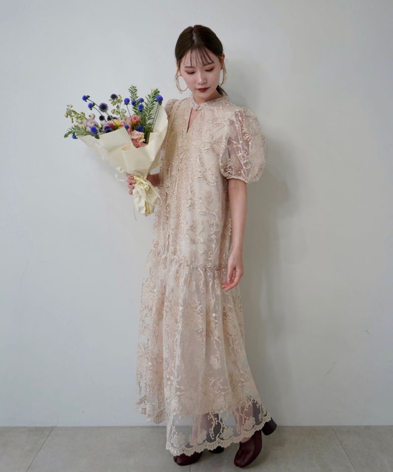 光沢感ありacka  lace flare dress  size1