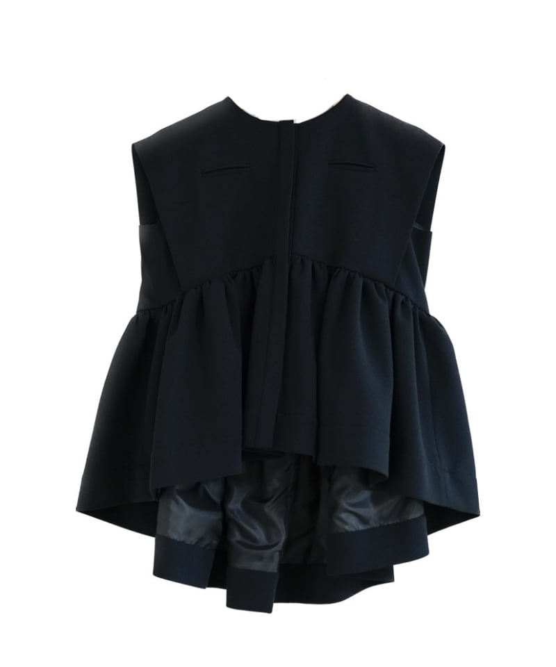 【9/5まで】Acka. georgette peplum tops ブラック georgette peplum tops Acka