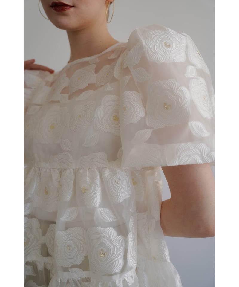 sheer flower jacquard blouse | Acka.｜ エーシーケーエー｜