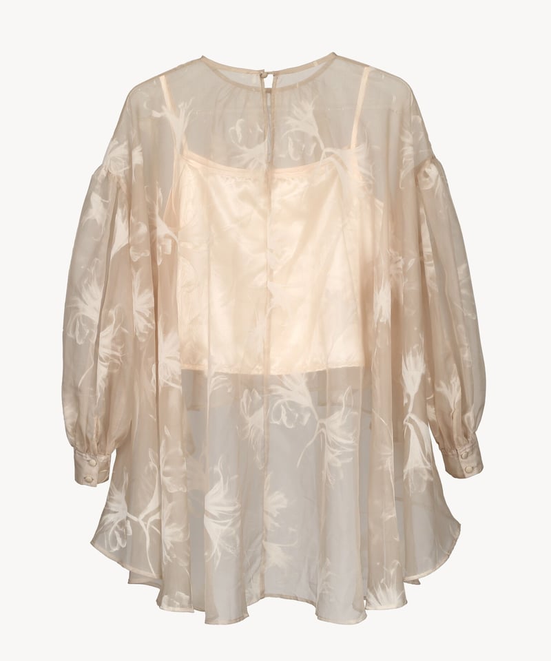sheer over flare blouse ackaトップス