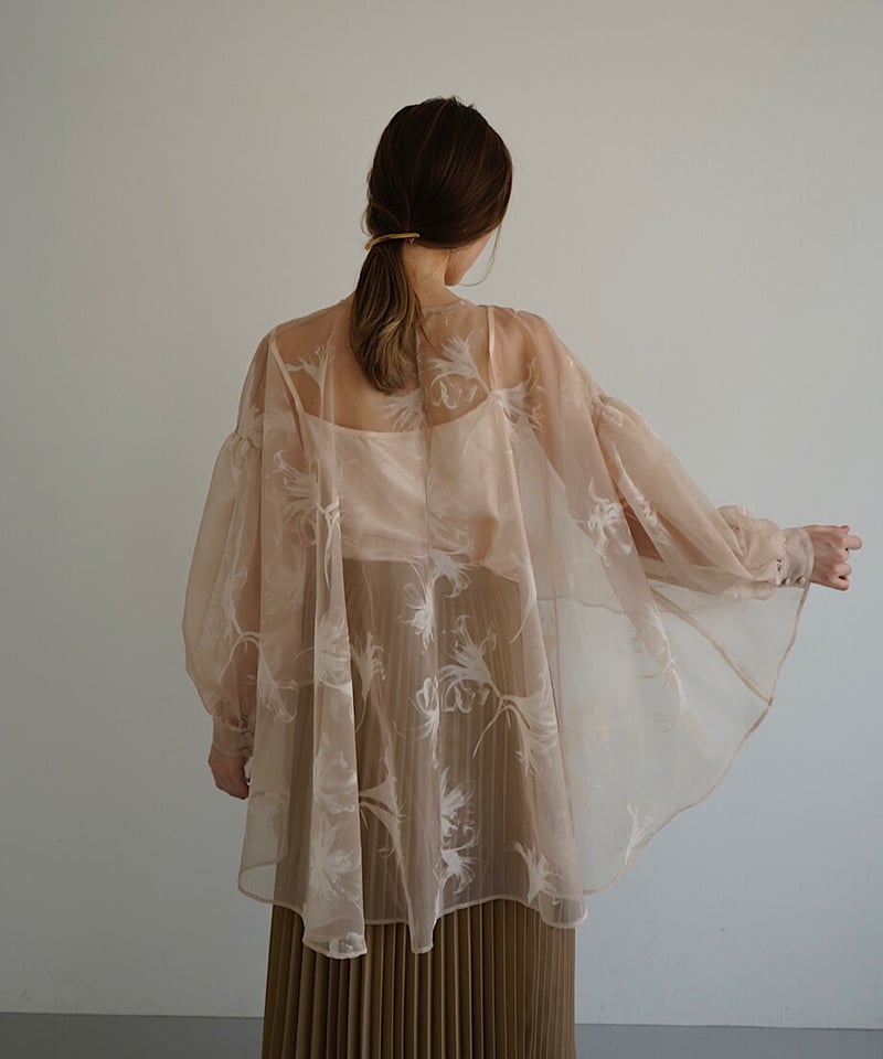Acka sheer over flare blouse タグ付き未使用袖丈48cm