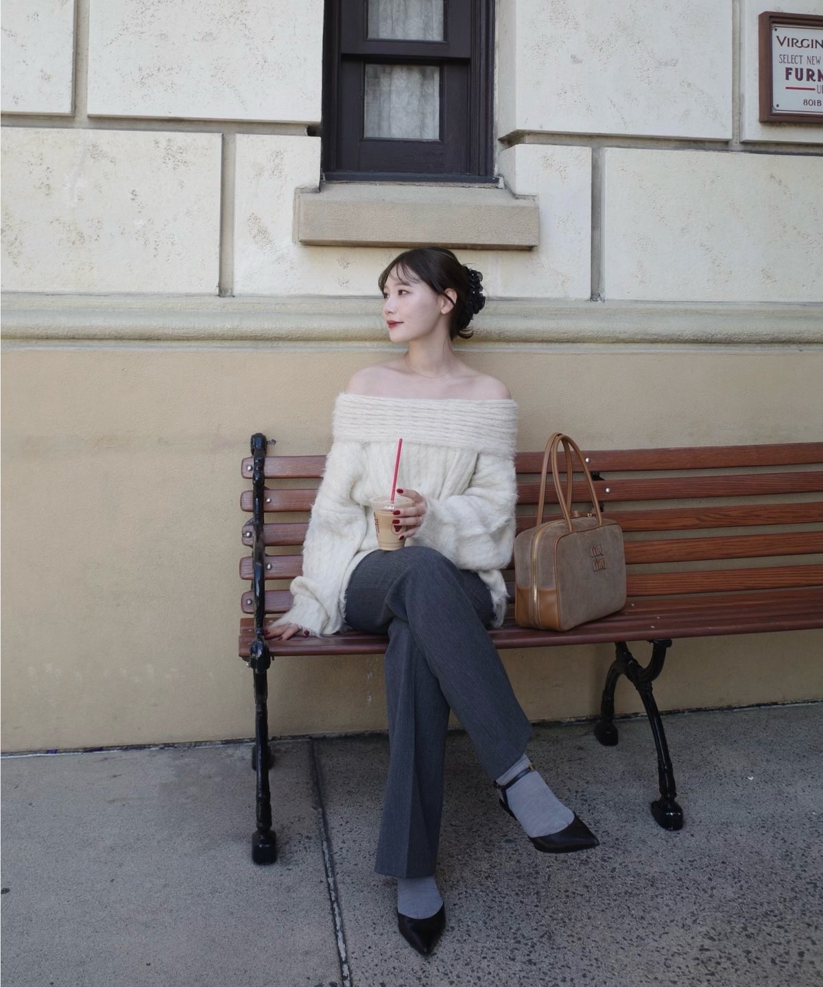 acka off shoulder knit オフショル