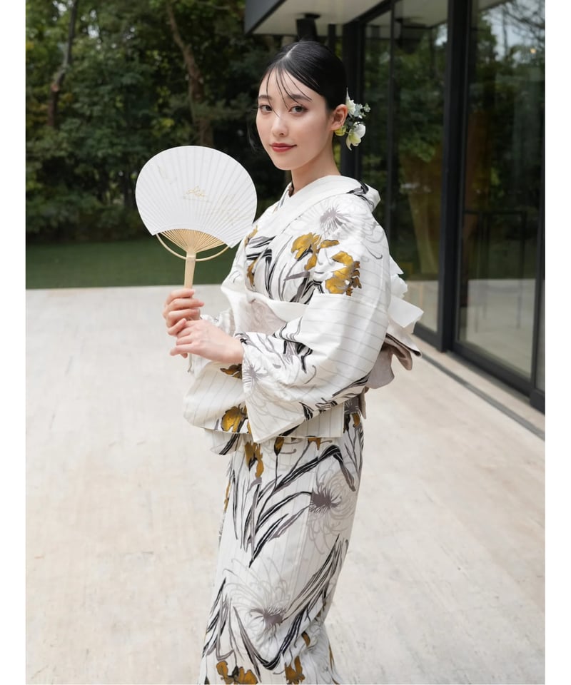 utatane×Acka.】浴衣4点セット 菖蒲と糸菊 white acka