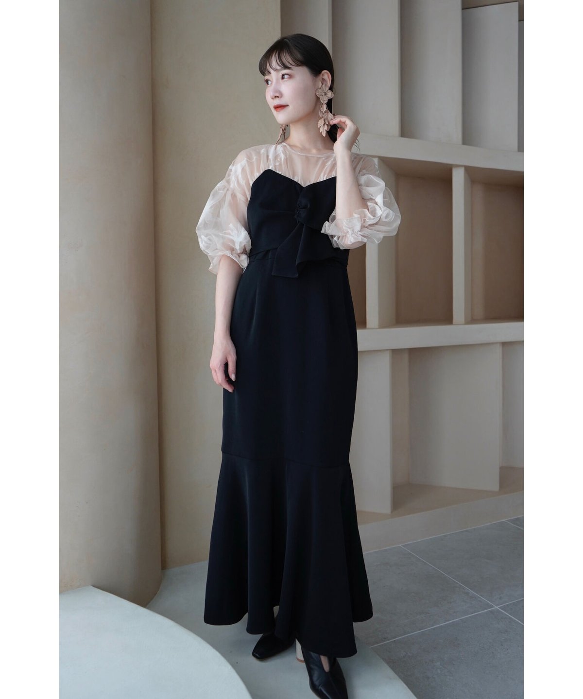 Acak. sheer shoulder dress