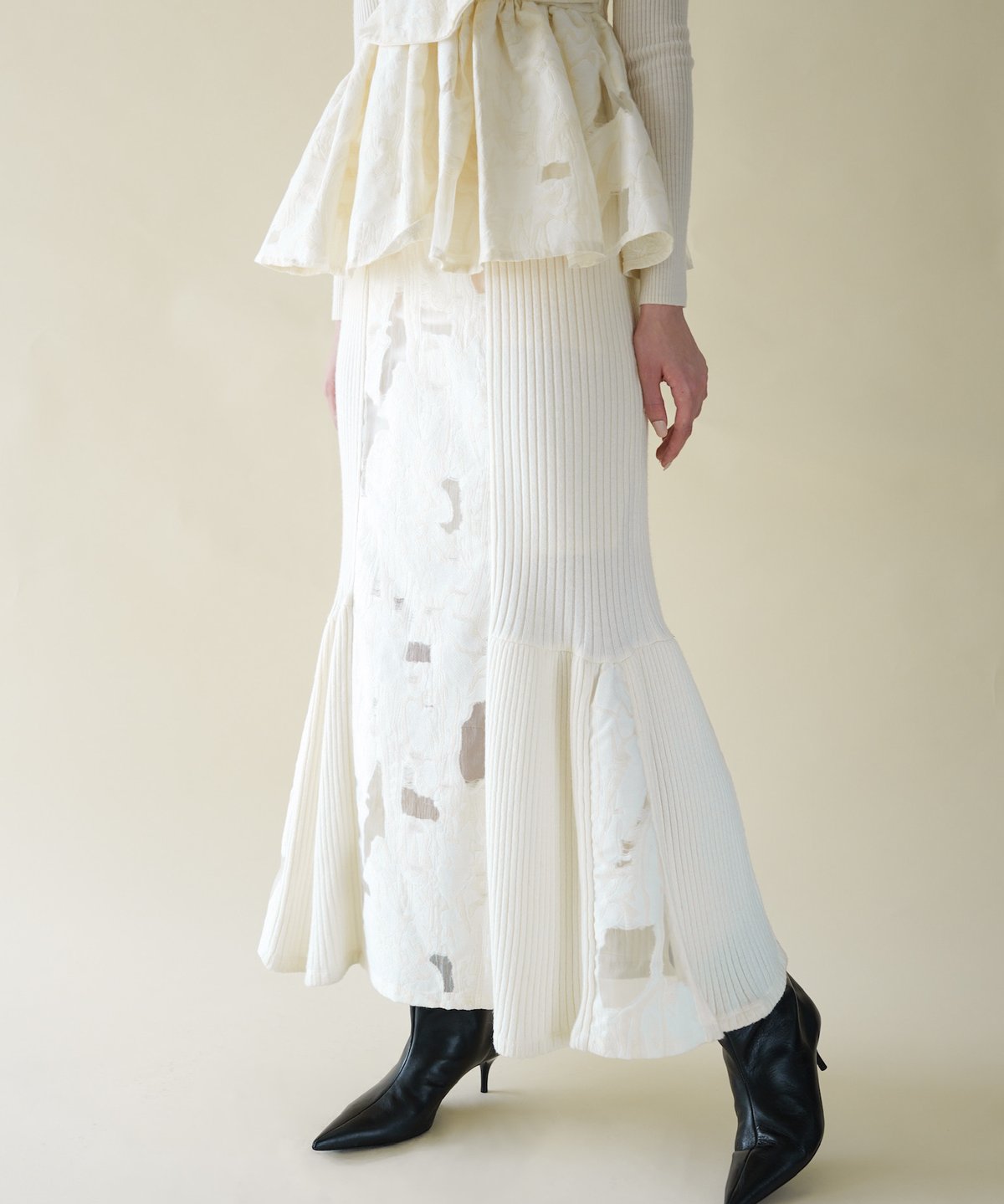 acka jacquard knit skirt（ivory）
