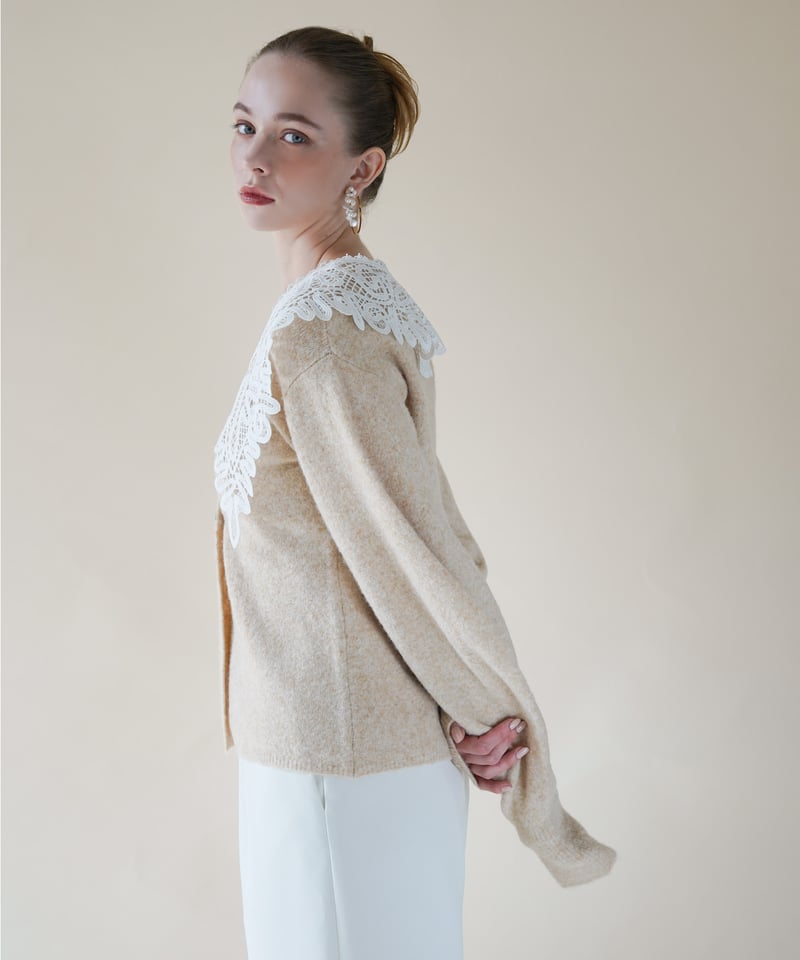 lace collar knit cardigan | Acka.｜ エーシーケーエー｜公式オ