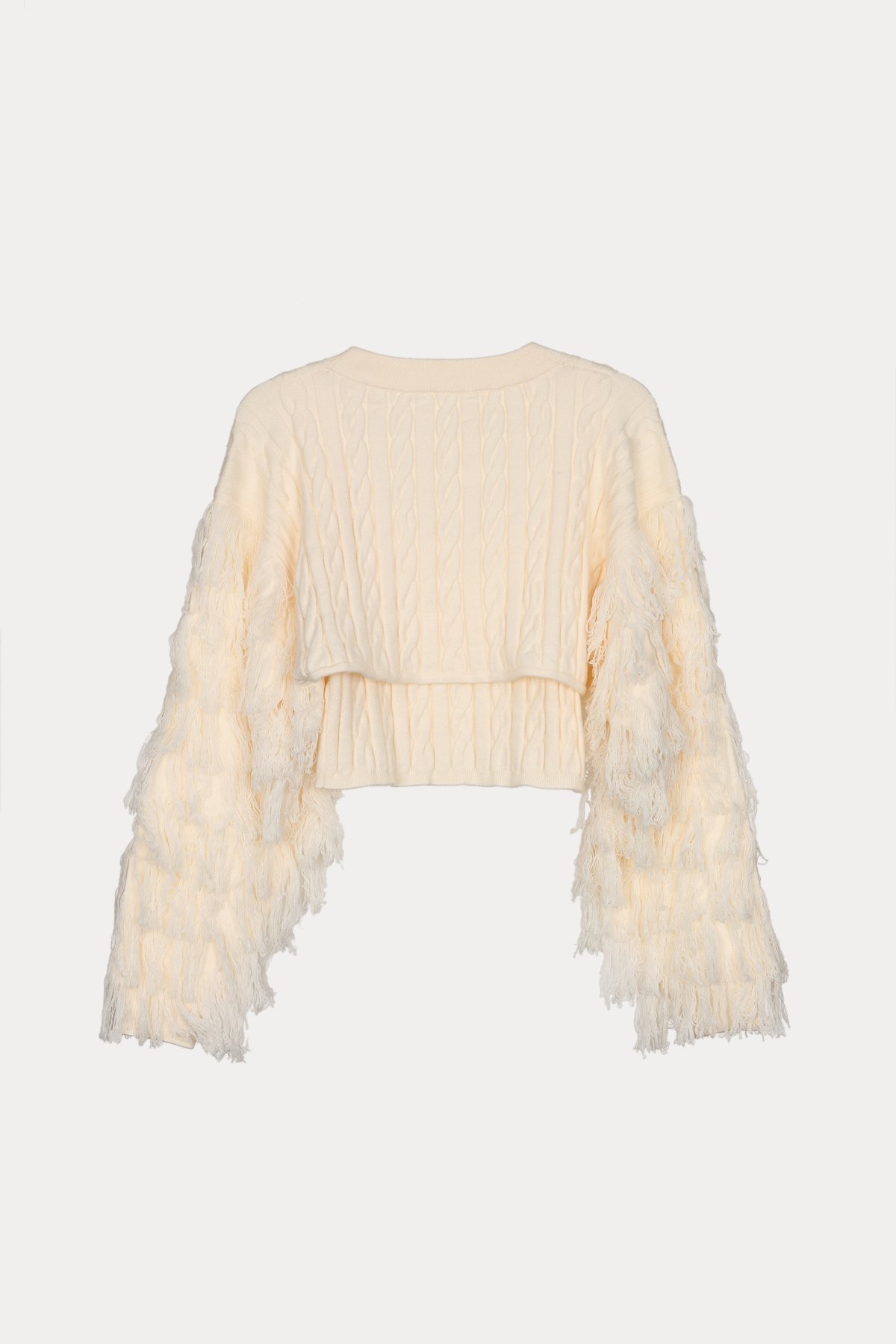 Acka 24ssフリンジアメリカンノースリーブトップス アイボリー fringe american sleeve tops – Acka online store
