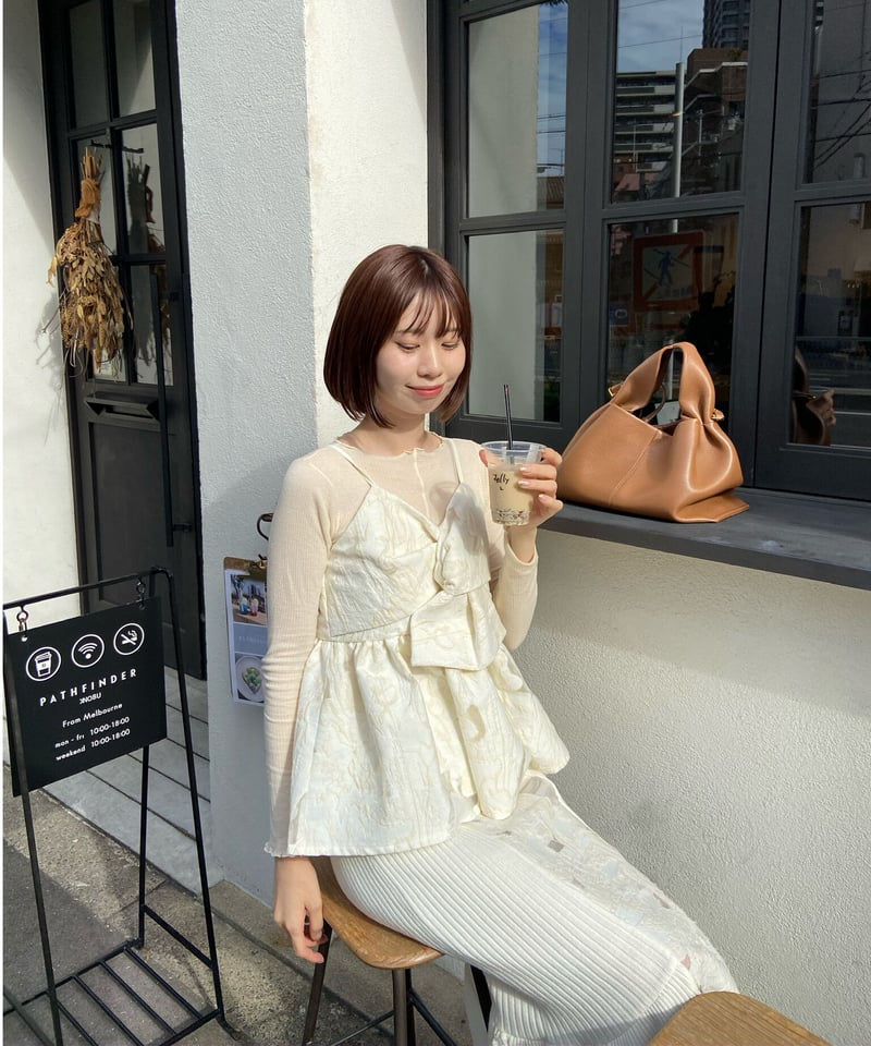 ウエスト最大76cmAcka jacquard knit skirt（ivory）