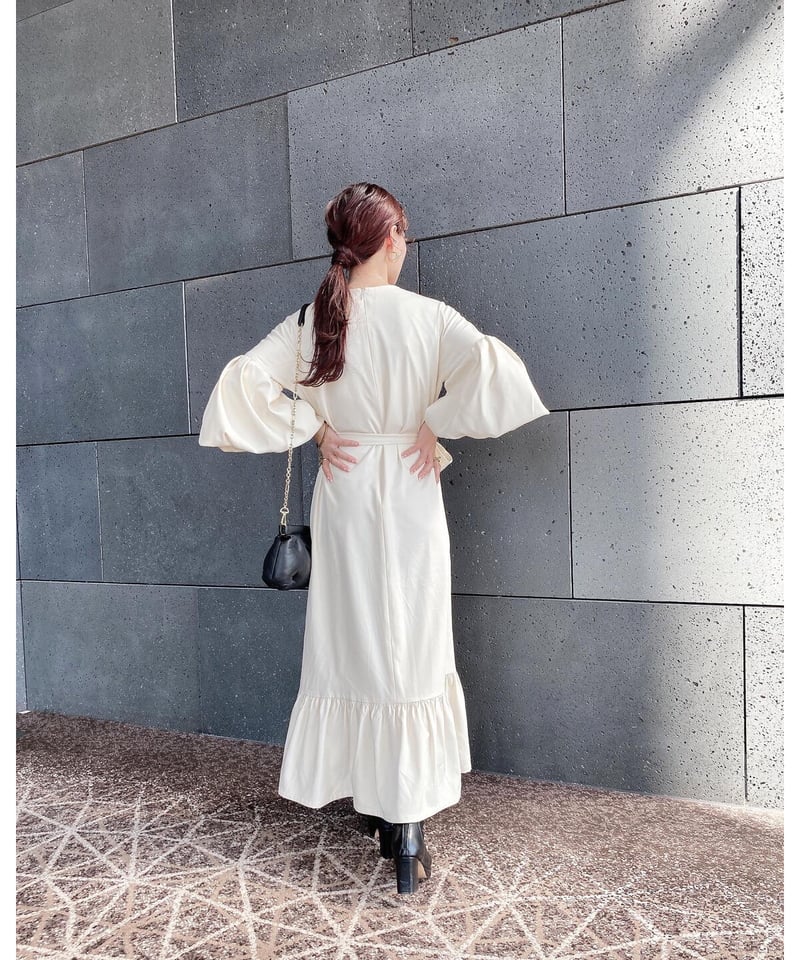 ワンピース acka balloon sleeve pencil one-piece - ワンピース