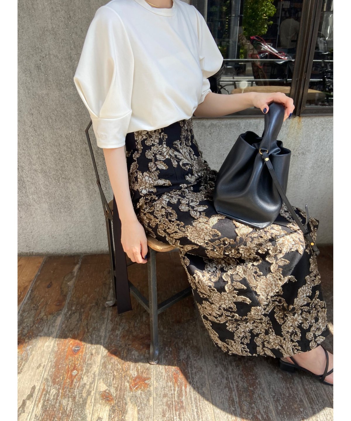 ウエスト最大76cmAcka jacquard knit skirt（ivory）