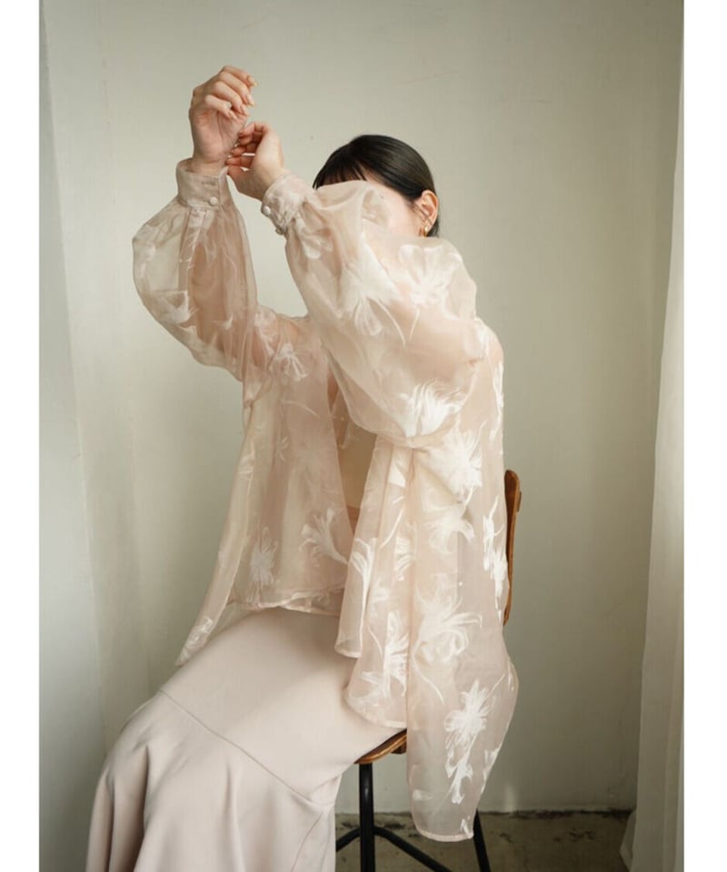 Acka original sheer flare blouse white - シャツ/ブラウス(七分/長袖)
