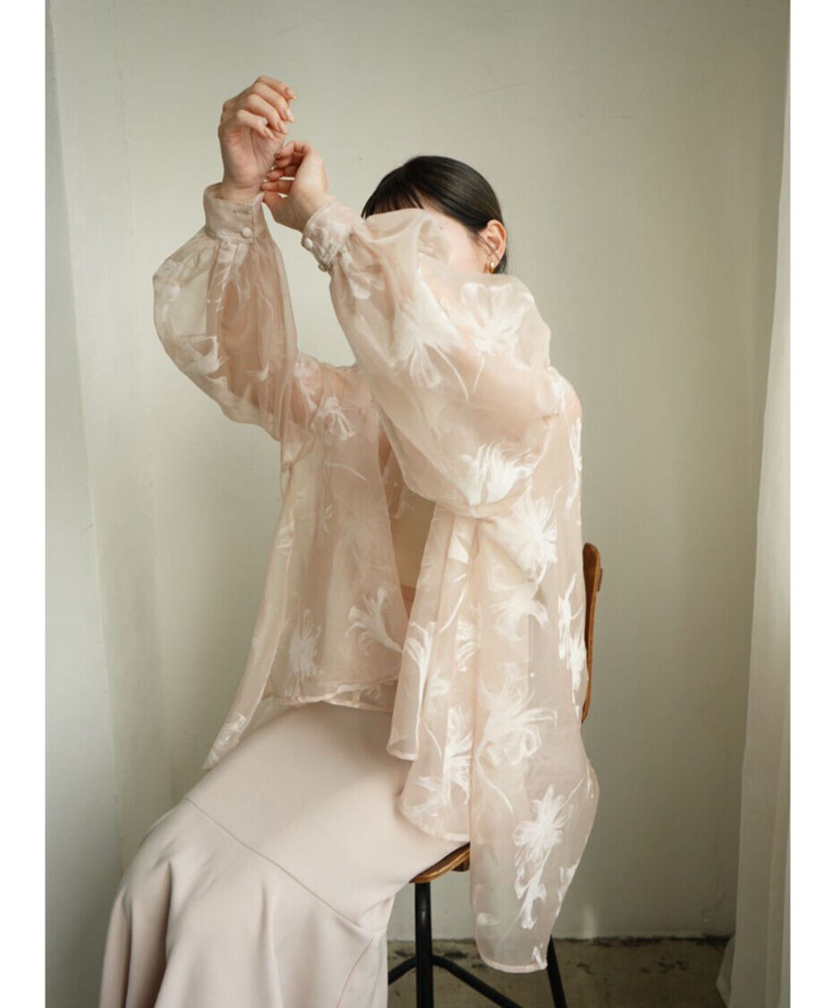 Acka sheer over flare blouse  ivory