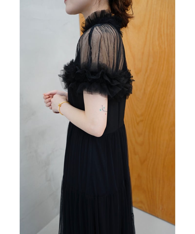 Acak. sheer shoulder dress