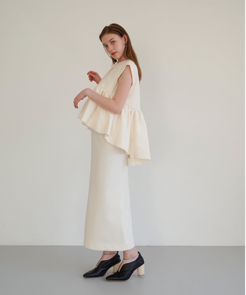 新品　Acka　 georgette peplum tops ペプラムトッ プス Acka.】 georgette peplum tops ペプラムトッ プス