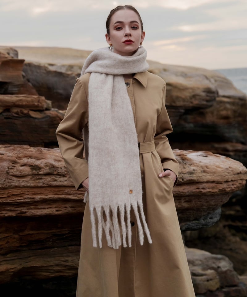 Acka マフラーコート　Acka muffler long coat ベージュ Acka エーシーケーエー muffler long coat ロングコート 【公式通販】