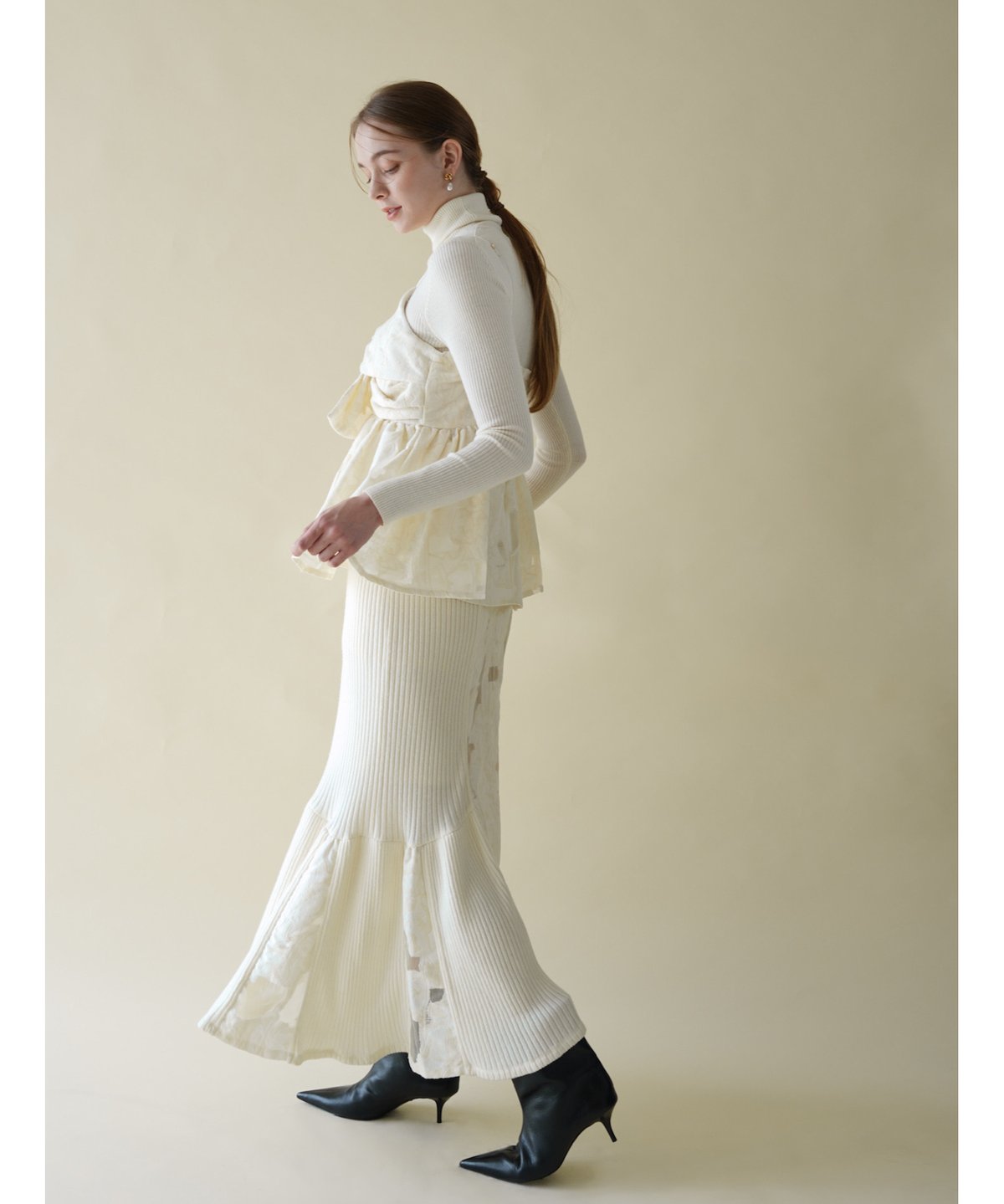 ACKA美品jacquard knit skirt（ivory）サイズ1