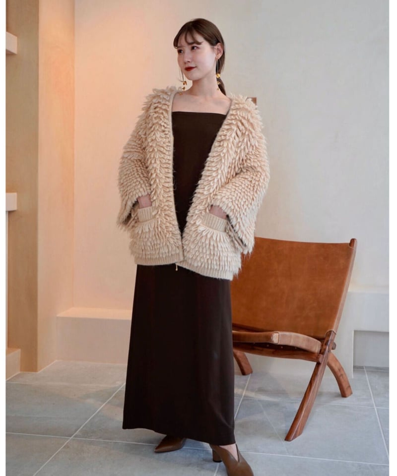 週末セール】acka loop knit cardigan beige-