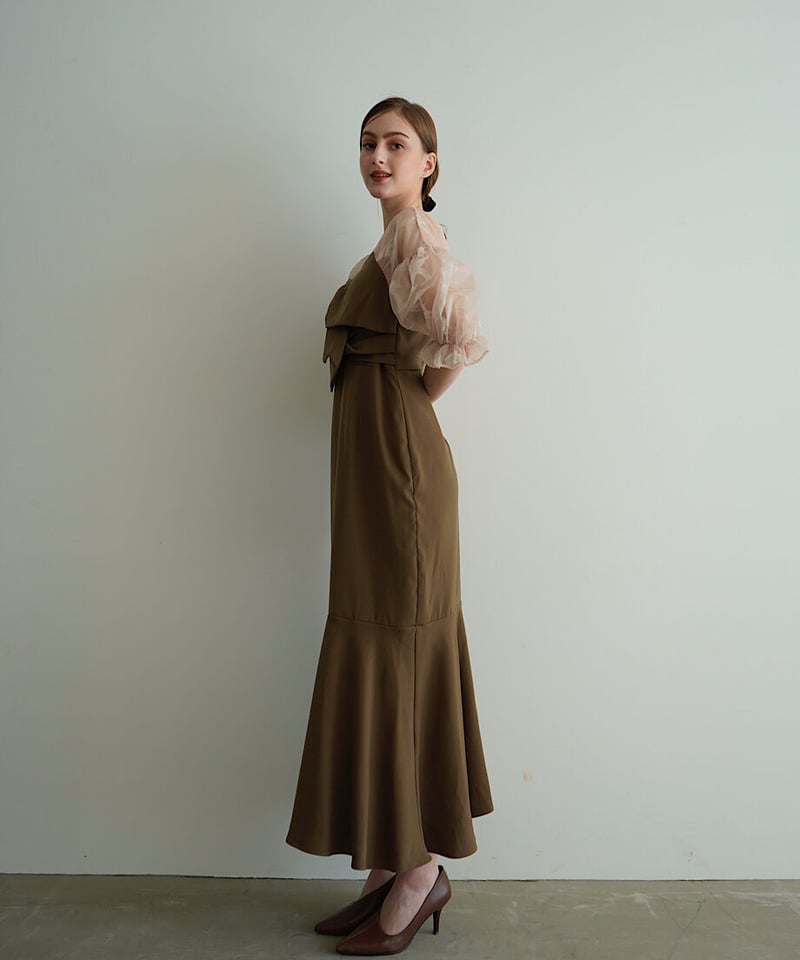 sheer puff dress(brown) | 【Acka.】エーシーケーエー|公式オンラ sheer puff dress(brown) | 【Acka.】エーシーケーエー|公式オンラ
