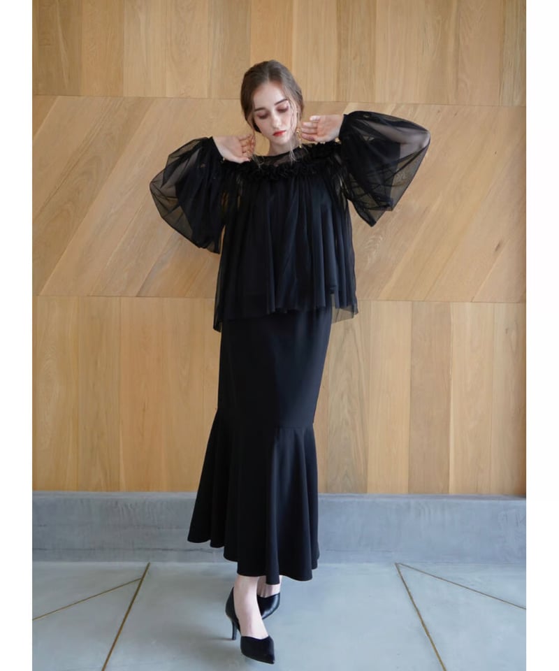 トップス acka gather tulle blouse acka gather tulle blouse トップス