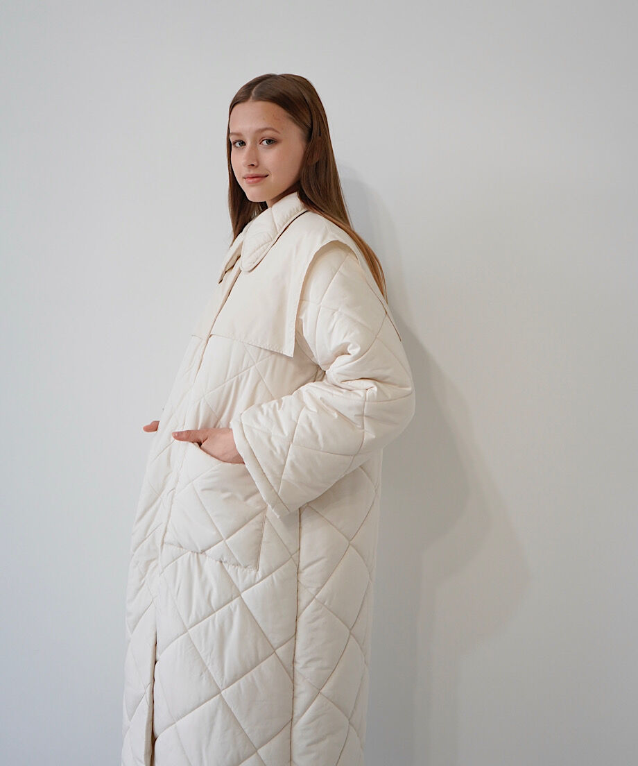 acka long quilting down coat