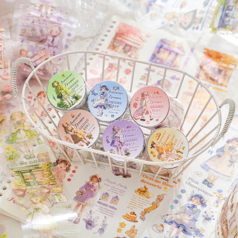 teatea.さん、ハル×文具女子さん コラボ 女の子 PETテープ teatea.×ハル×文具女子 コラボPETテープ リボンガール