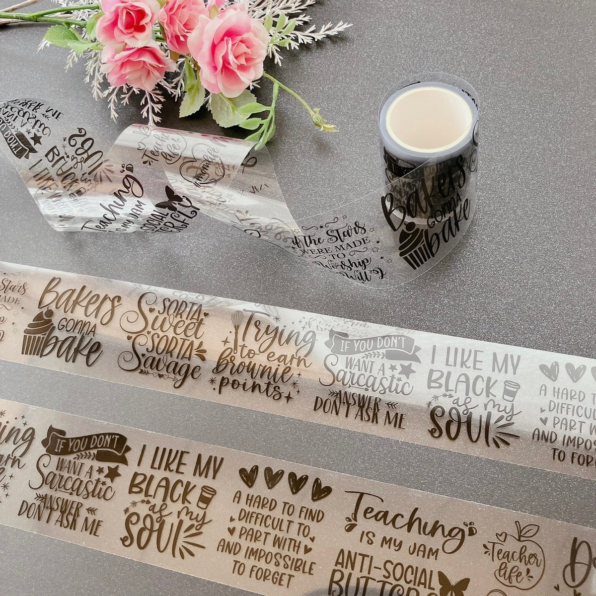 モノクロ】英字ロゴPETテープ ハル×文具女子オリジナル フィルムテープ