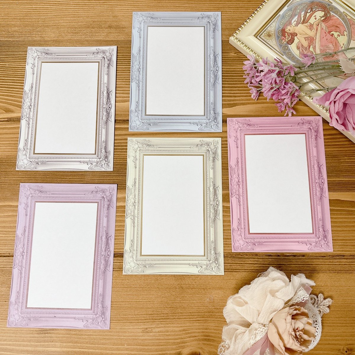 お値下げＢ✾稀少アンティーク調特特大ロココ調額縁✾キャンバス付 A6サイズ】ロココ調 額縁メモ | ハル×文具女子の文具専門店
