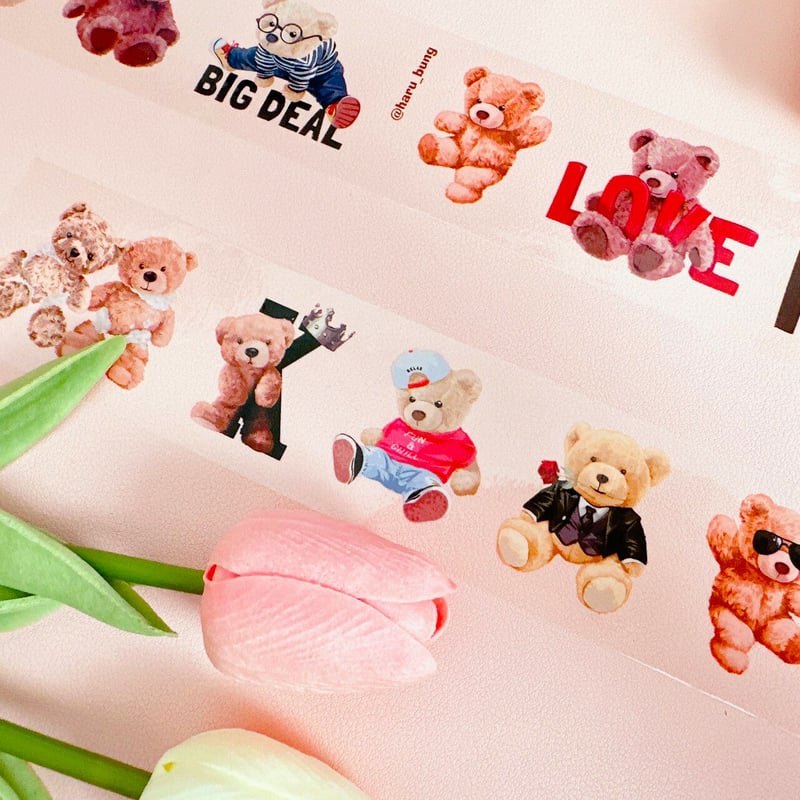 LOVEテディーベア クリア OPPテープ | ハル×文具女子の文具専門店