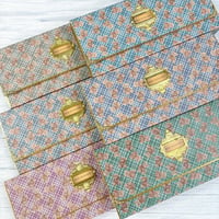 くまちゃんチェックデザインペーパー使用クラッチ蛇腹ファイル