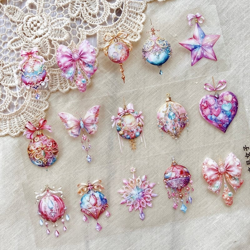 キラキラピンクオーナメントPETテープ ハル×文具女子オリジナル