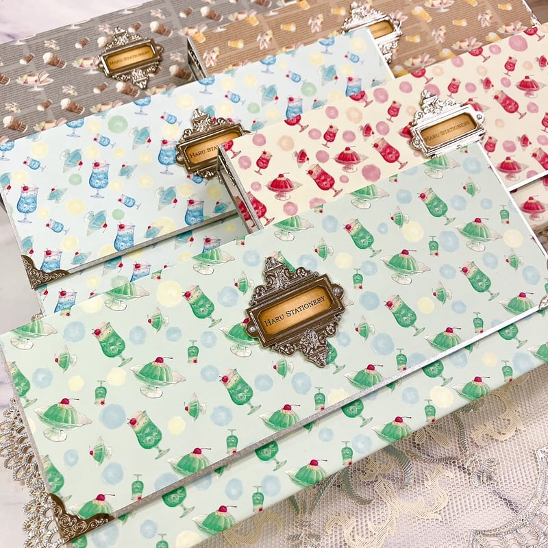 喫茶店デザインペーパー使用クラッチ蛇腹ファイル | ハル×文具女子の