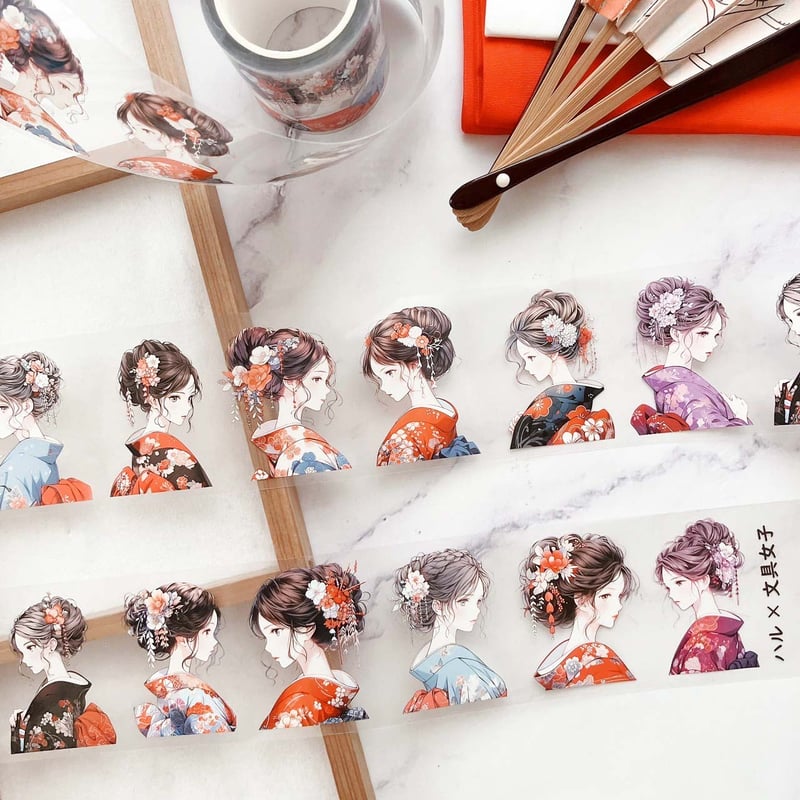 和服美人PETテープ Sサイズ ハル×文具女子オリジナル フィルムテープ