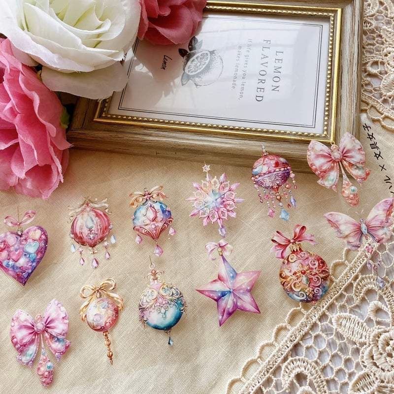 キラキラピンクオーナメントPETテープ ハル×文具女子オリジナル