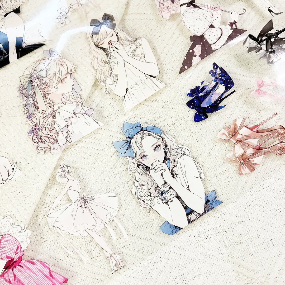 て*ら様 【未使用品】国内作家様 PETテープ まとめ売り　ハル×文具女子さんt teateaコラボ】 リボンガールPETテープ | ハル×文具女子の文具専門店