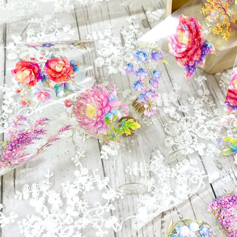 スパークリング【花】PETテープ ハル×文具女子オリジナル フィルム