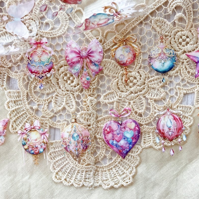 キラキラピンクオーナメントPETテープ ハル×文具女子オリジナル