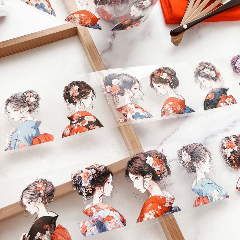 teatea.さん、ハル×文具女子さん コラボ 女の子 PETテープ ティータイムPETテープ ハル×文具女子オリジナル フィルムテープ