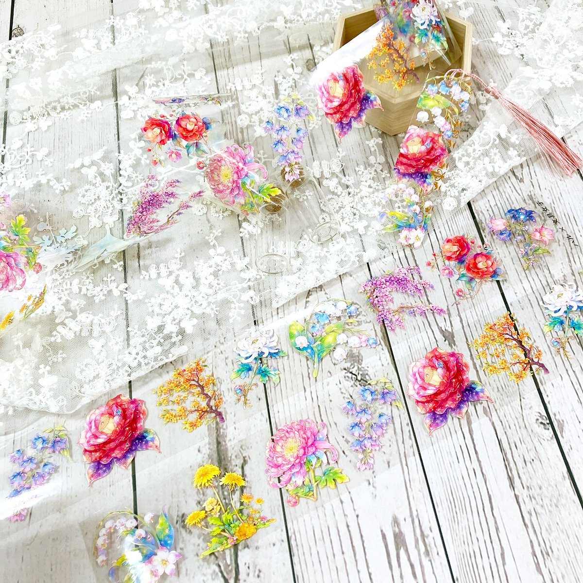 スパークリング【花】PETテープ ハル×文具女子オリジナル フィルム