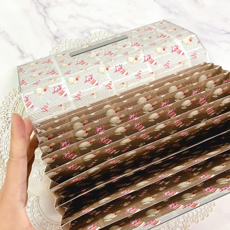 喫茶店デザインペーパー使用クラッチ蛇腹ファイル | ハル×文具女子の