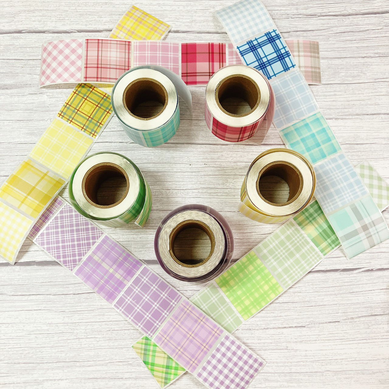 カラフルチェック ロールシール | ハル×文具女子の文具専門店