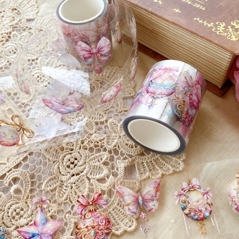 キラキラピンクオーナメントPETテープ ハル×文具女子オリジナル