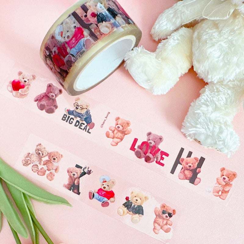 LOVEテディーベア クリア OPPテープ | ハル×文具女子の文具専門店