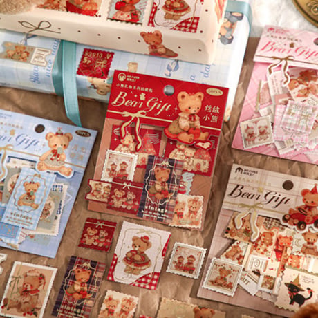 ▶︎maniatelier/くまちゃん＆いちごカット済みシールMIX B♡ くまちゃん切手シール 0525-4 | ハル×文具女子の文具専門店