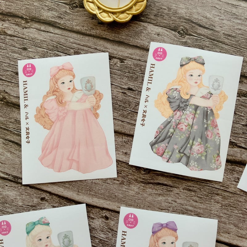 バラ売り可　女の子ステッカー　人物ステッカー　1枚95円 残2セット♡Hwara様ステッカーCamellia8枚セット/人物ステッカー