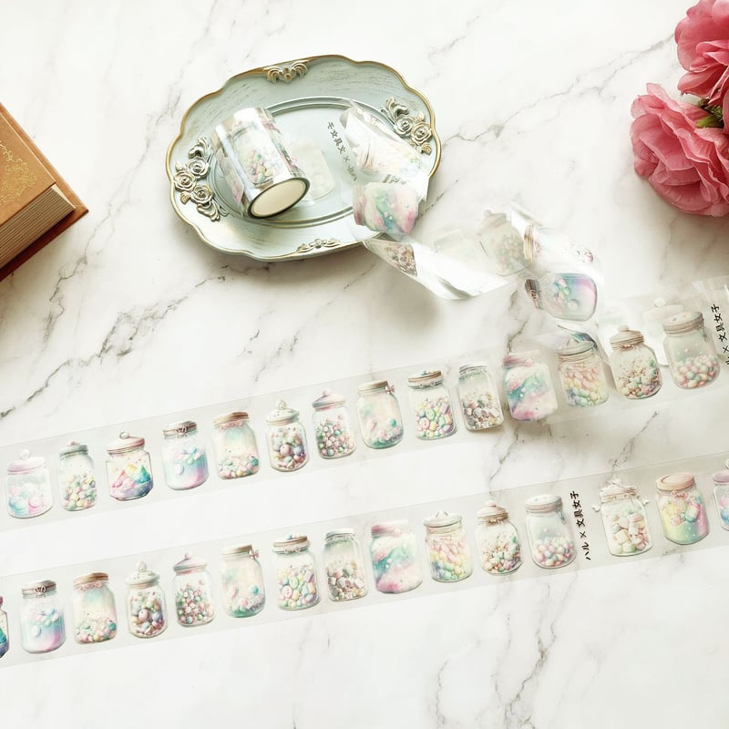 瓶入りキャンディーPETテープ ハル×文具女子オリジナル フィルムテープ