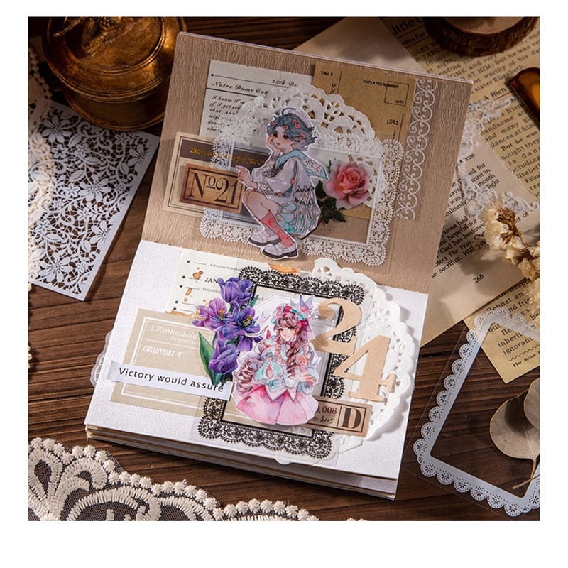 ARomantic ロールシール メモ帳 レースペーパー ステッカー シール シールデコ💕💕 来週くらいに、ロールシールたちをminneに少しupしたい