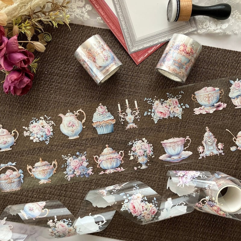 teatea.さん、ハル×文具女子さん コラボ 女の子 PETテープ ティータイムPETテープ ハル×文具女子オリジナル フィルムテープ