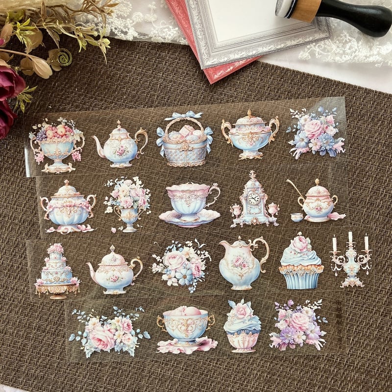 て*ら様 【未使用品】国内作家様 PETテープ まとめ売り　ハル×文具女子さんt ティータイムPETテープ ハル×文具女子オリジナル フィルムテープ