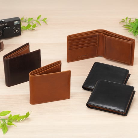 GORBE ベジタブルタンニングレザー二つ折り財布 ◆名入れ対象◆